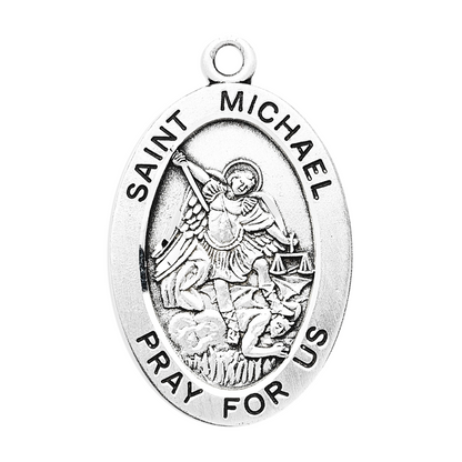 Saint Michael Gold Over Sterling Silver Medal — 24" Chain, Made in USA, Gift Box