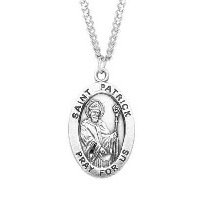 Patron Saint Patrick Oval Sterling Silver Medal, Catholic Gift, Made in USA