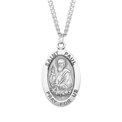 Patron Saint Paul Oval Sterling Silver medal, Catholic Gift, Made in USA