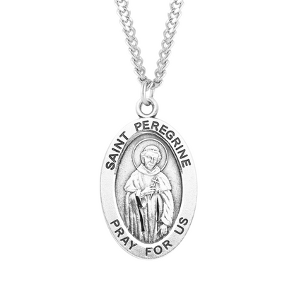 Patron Saint Peregrine Oval Sterling Silver Medal, Catholic Gift, Made in USA