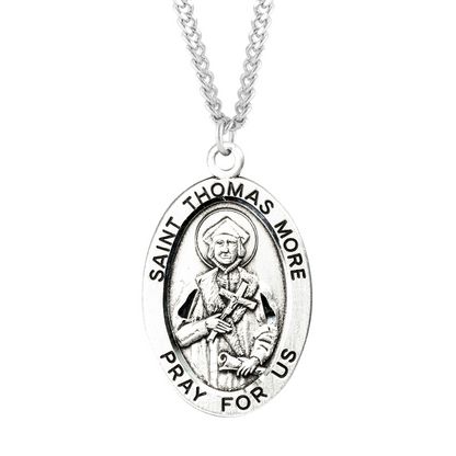 Patron Saint Thomas More Oval Sterling Silver Medal, Catholic Gift, Made in USA
