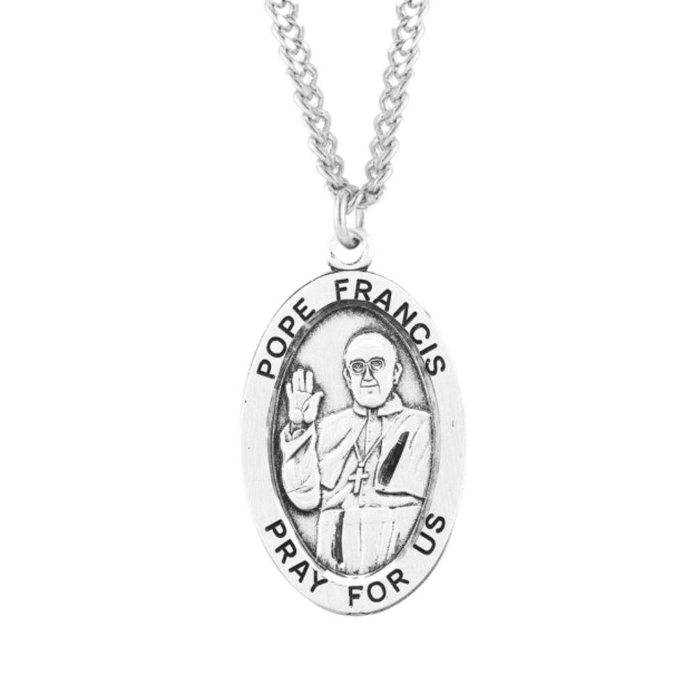 Pope Francis Oval Sterling Silver Medal, Catholic Gift, Made in USA