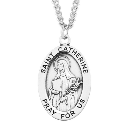 Patron Saint Catherine of Siena Oval Sterling Silver Medal, Catholic Gift, Made in USA