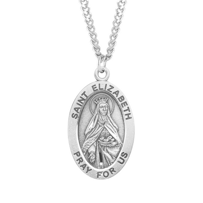 Patron Saint Elizabeth Oval Sterling Silver Medal, Catholic Gift, Made in USA