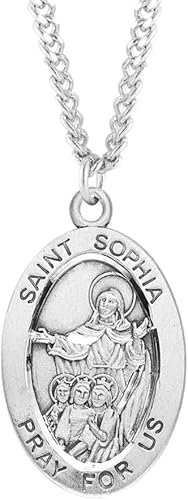 Patron Saint Sophia Oval Sterling Silver Medal, Catholic Gift, Made in USA
