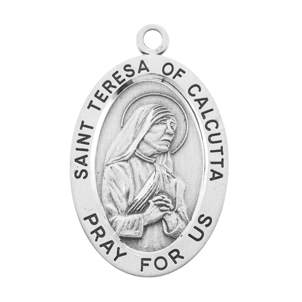 Saint Sophia Sterling Silver Oval Medal Necklace — 24 Inch Chain, Made in USA