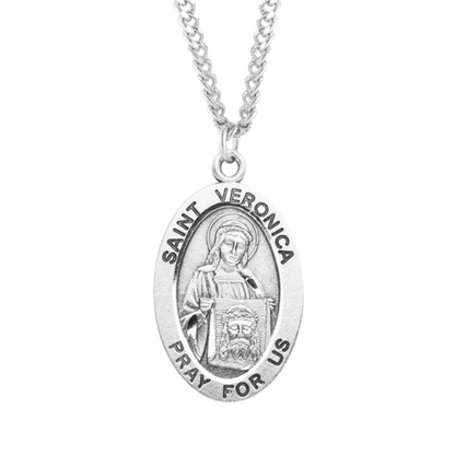 Patron Saint Veronica Oval Sterling Silver Medal, Catholic Gift, Made in USA