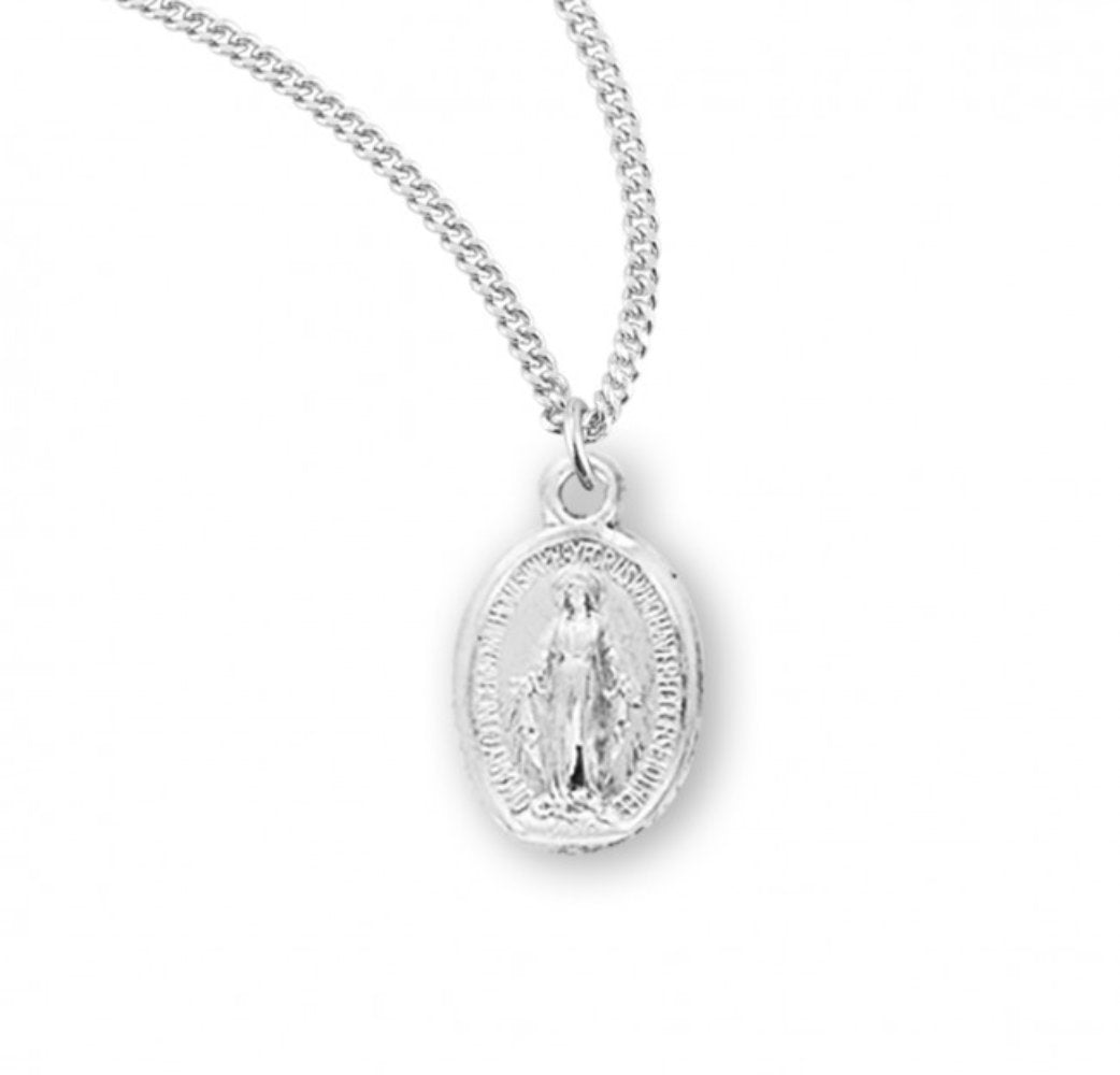 Sterling Silver Oval Miraculous Medal, Catholic Gift, Made in USA