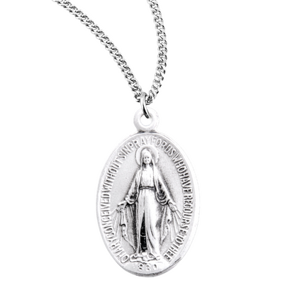 Sterling Silver Oval Miraculous Medal, Catholic Gift, Made in USA