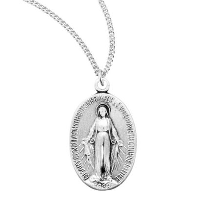 Sterling Silver Oval Miraculous Medal, Catholic Gift, Made in USA