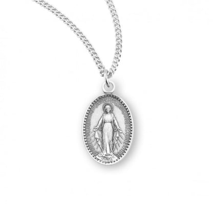 Sterling Silver Oval Miraculous Medal, Catholic Gift, Made in USA
