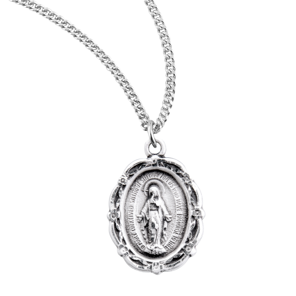 Sterling Silver Oval Miraculous Medal, Catholic Gift, Made in USA