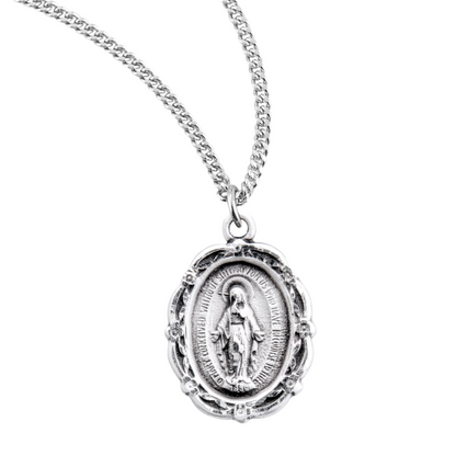 Sterling Silver Oval Miraculous Medal, Catholic Gift, Made in USA