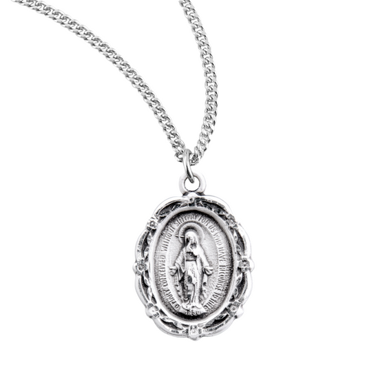 Sterling Silver Oval Miraculous Medal, Catholic Gift, Made in USA
