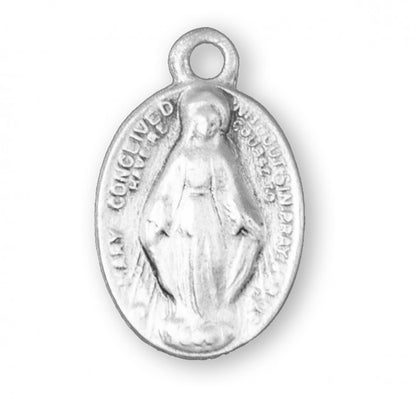Miraculous Medal Sterling Silver Baby Pendant Necklace — 18" Chain, Gift Box