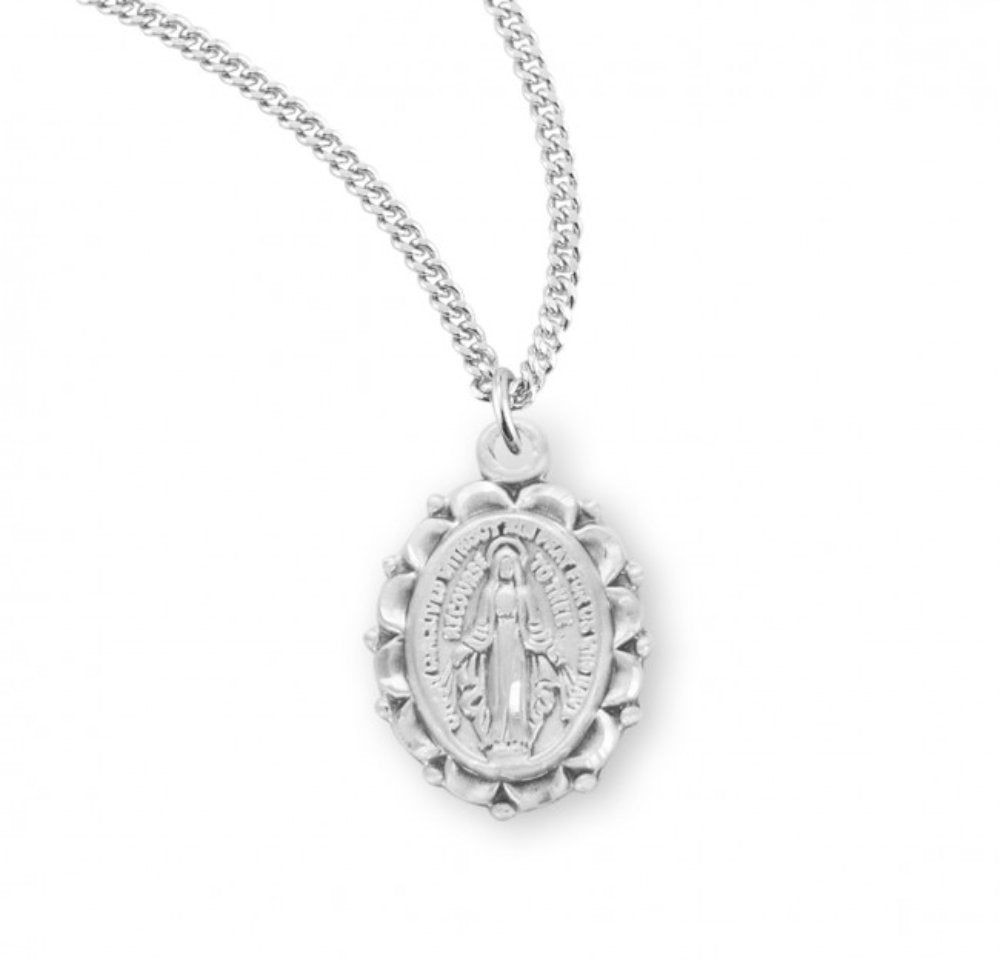 Sterling Silver Oval Miraculous Medal, Catholic Gift, Made in USA