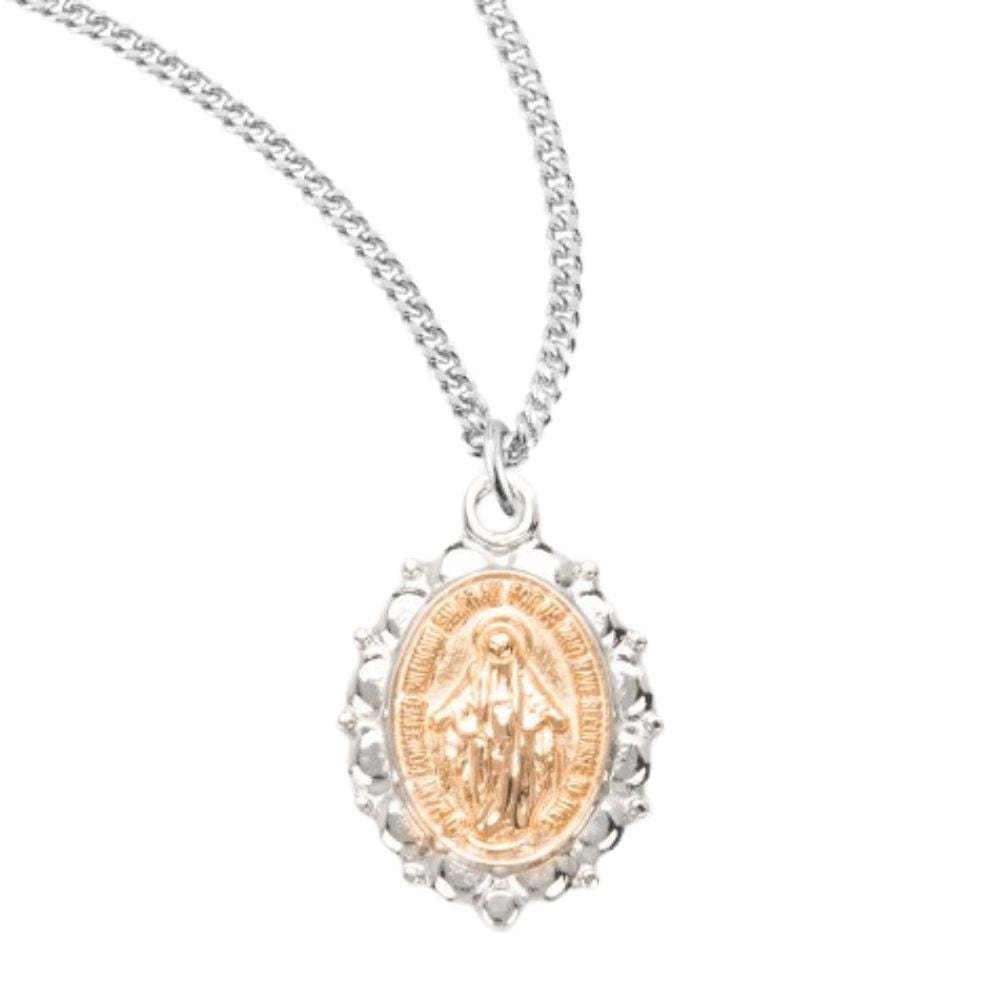 Sterling Silver Oval Miraculous Medal, Catholic Gift, Made in USA
