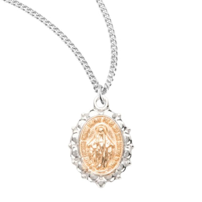 Sterling Silver Oval Miraculous Medal, Catholic Gift, Made in USA