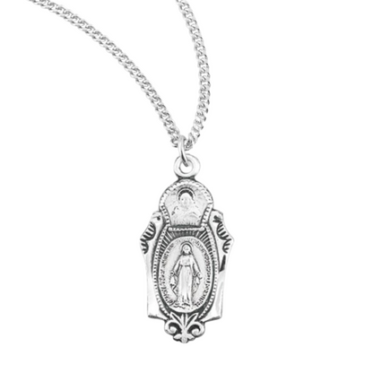 Sterling Silver Miraculous Medal Scapular Combination, Catholic Gift, Made in USA