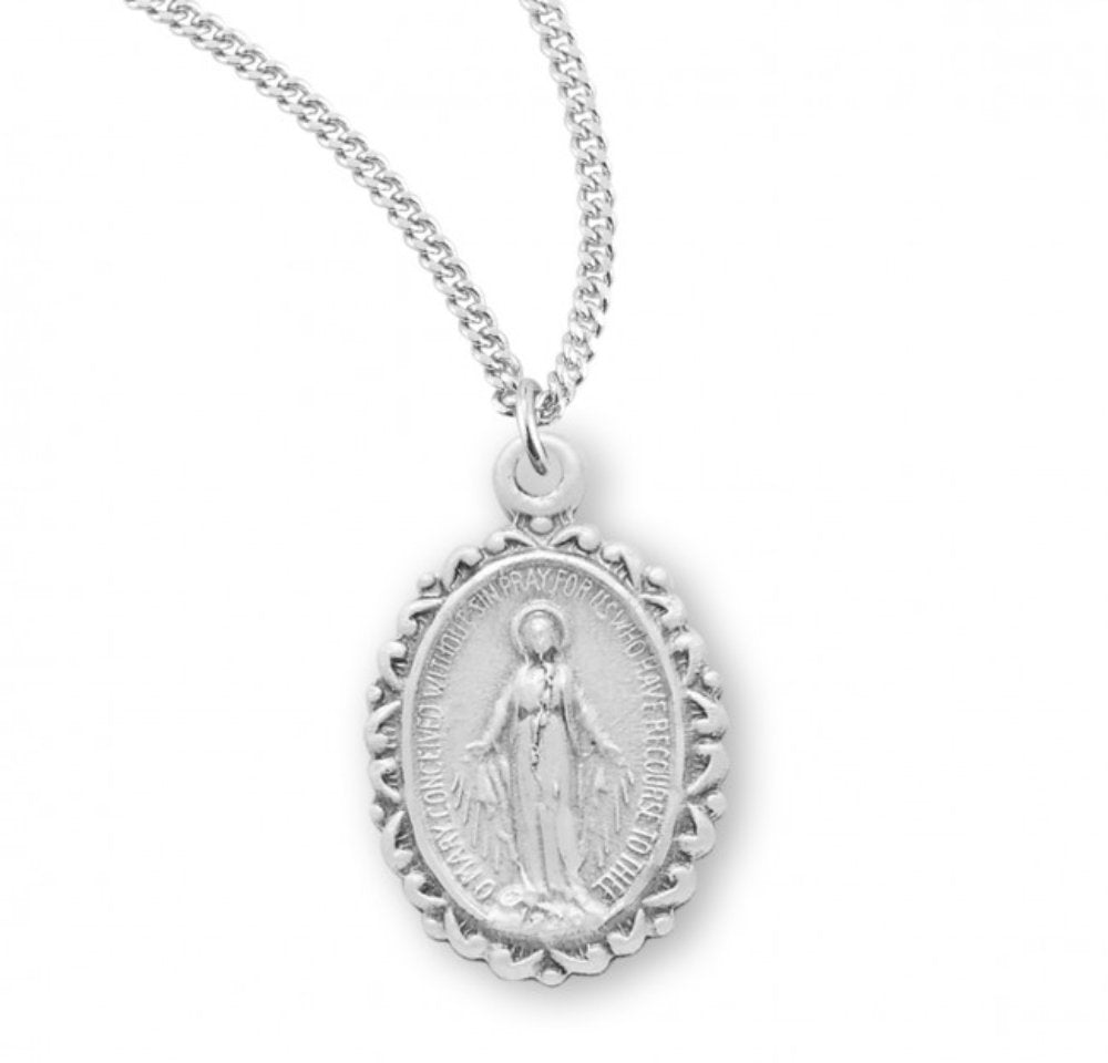 Sterling Silver Oval Miraculous Medal, Catholic Gift, Made in USA