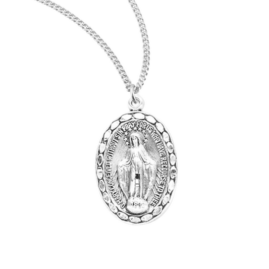 Sterling Silver Oval Miraculous Medal, Catholic Gift, Made in USA