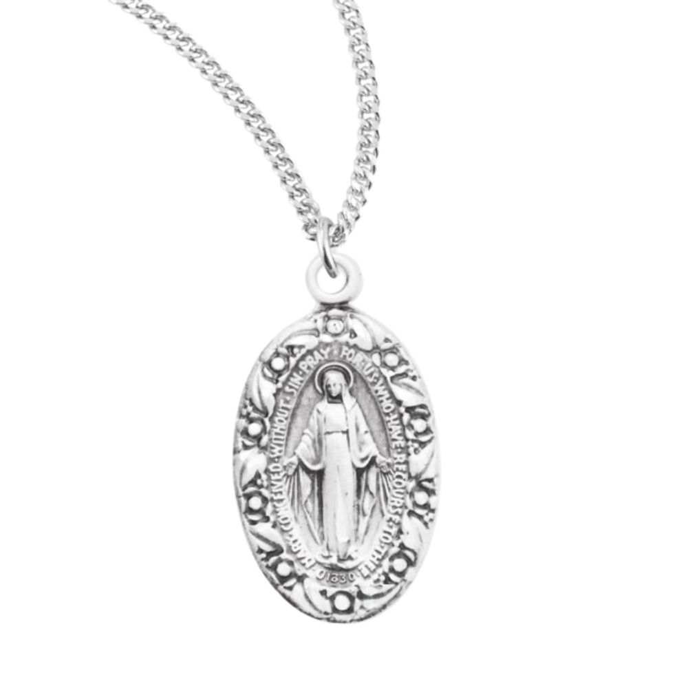 Sterling Silver Oval Miraculous Medal, Catholic Gift, Made in USA