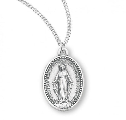 Sterling Silver Beaded Edge Mirac Medal, Catholic Gift, Made in USA