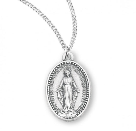 Sterling Silver Beaded Edge Mirac Medal, Catholic Gift, Made in USA