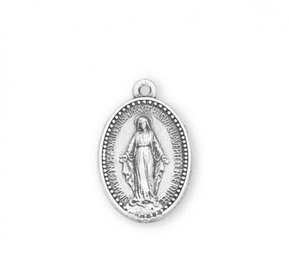 Miraculous Medal Sterling Silver Beaded Pendant — 18" Chain, Gift Box Included
