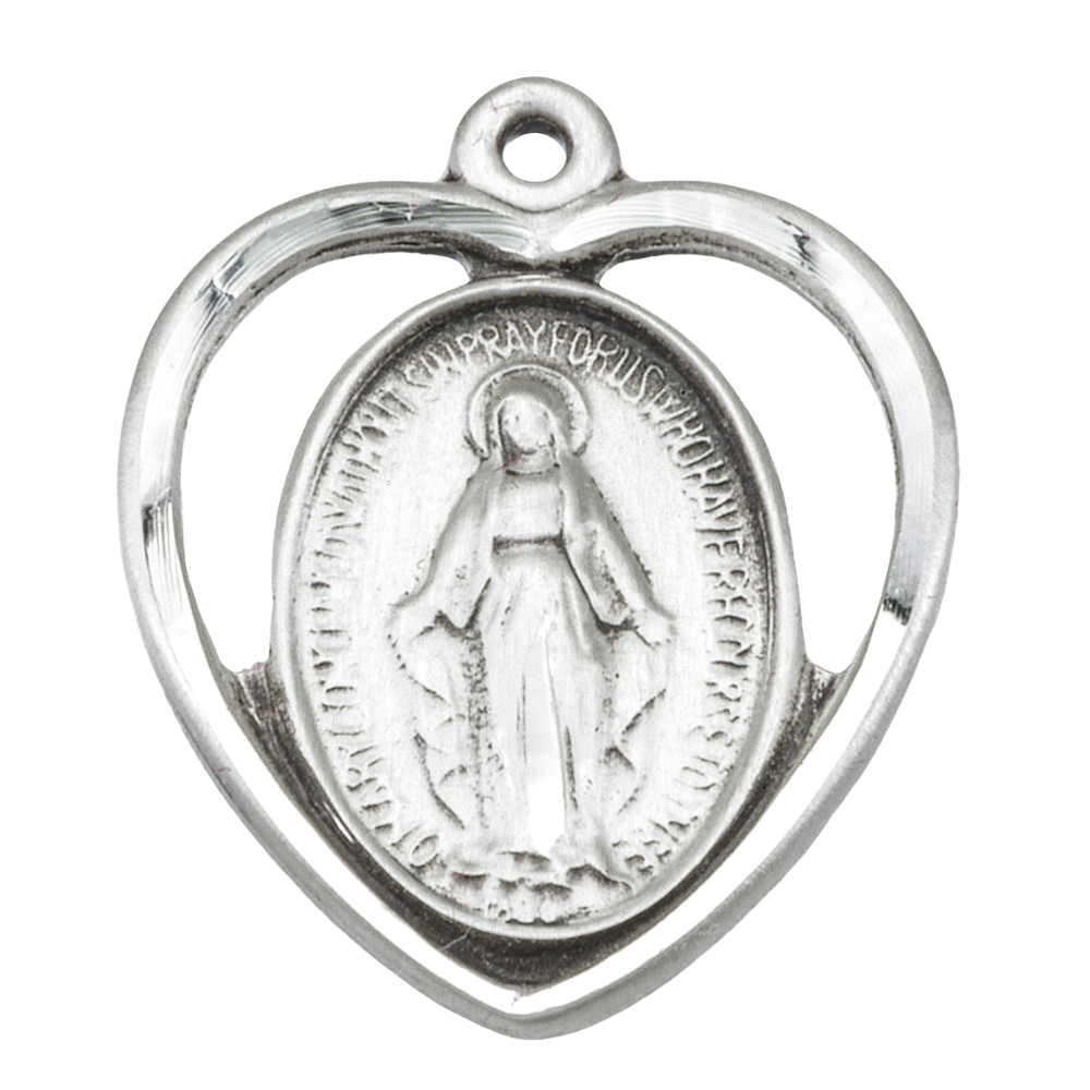 Miraculous Medal Sterling Silver Pendant Necklace - 18 Inch Chain, Made in USA