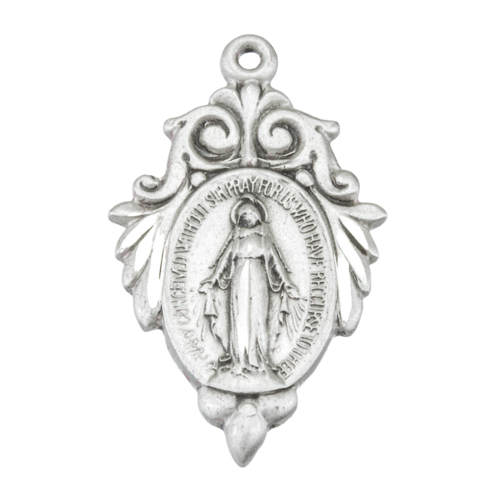 Miraculous Medal Sterling Silver Pendant Necklace - 18 Inch Chain, Made in USA