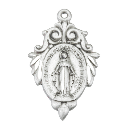 Miraculous Medal Sterling Silver Pendant Necklace - 18 Inch Chain, Made in USA