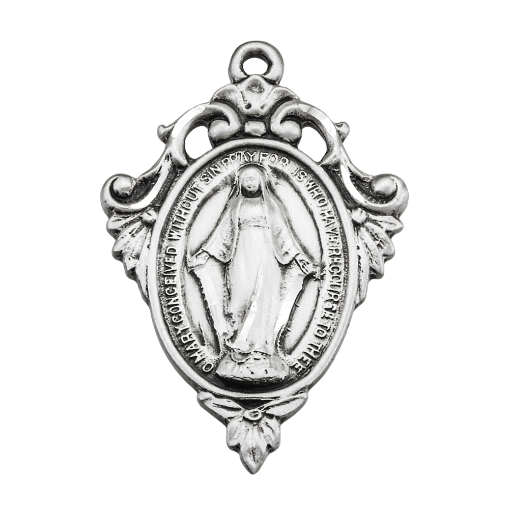 Miraculous Medal Sterling Silver Pendant Necklace - 18 Inch Chain, Made in USA