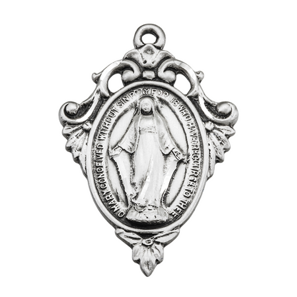 Miraculous Medal Sterling Silver Pendant Necklace - 18 Inch Chain, Made in USA