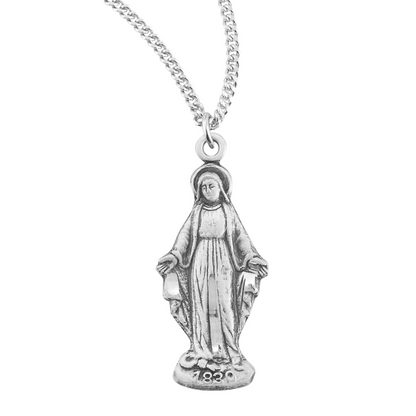 Sterling Silver Virgin Mary Pendant , Catholic Gift, Made in USA