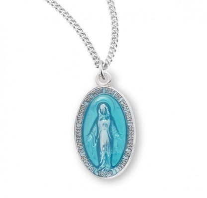 Sterling Silver Miraculous Medal with Cubic Set Zirconias, Catholic Gift, Made in USA