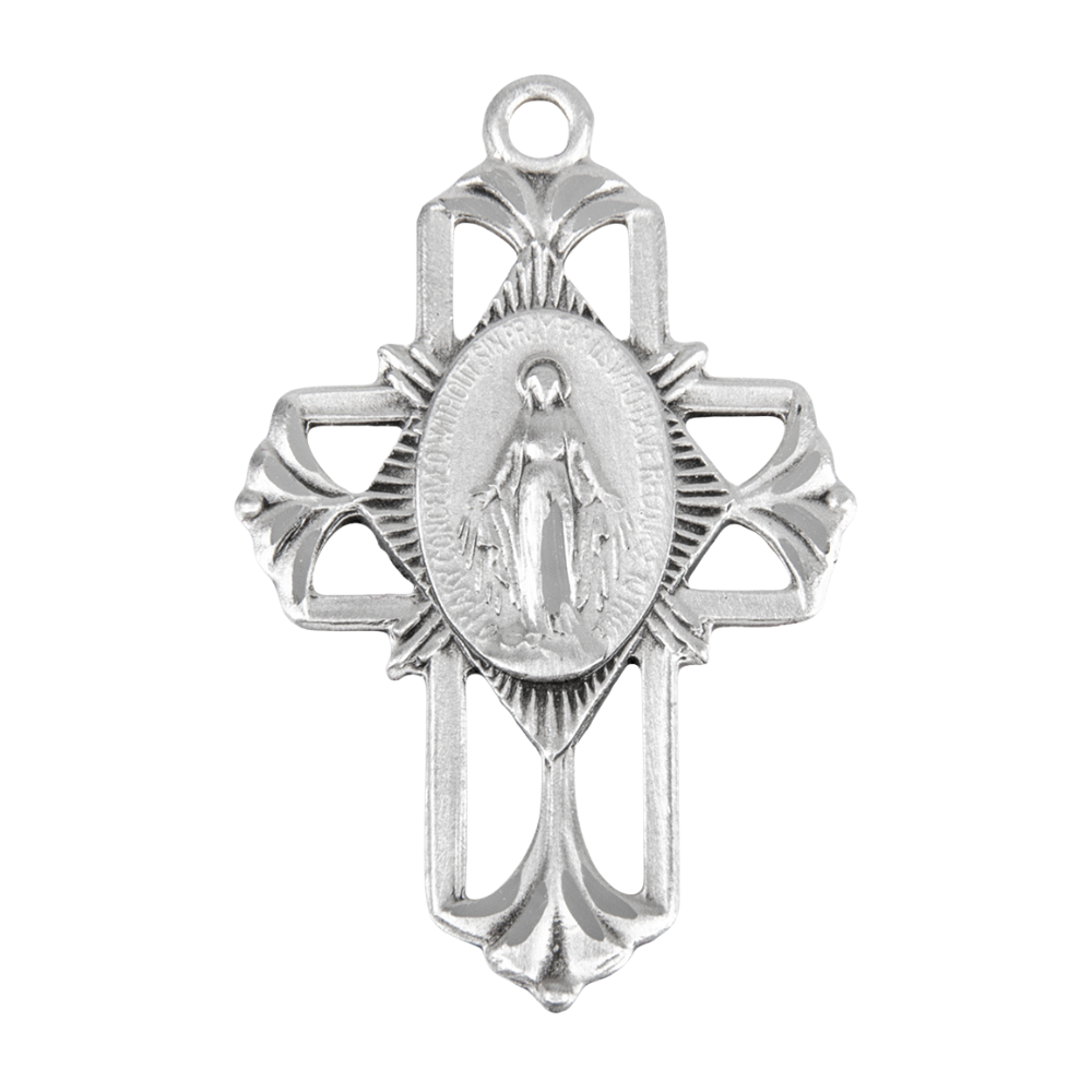 Miraculous Medal Sterling Silver Pendant Necklace - 18 Inch Chain, Made in USA