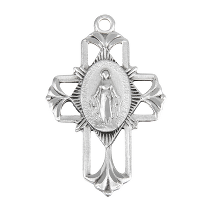 Miraculous Medal Sterling Silver Pendant Necklace - 18 Inch Chain, Made in USA