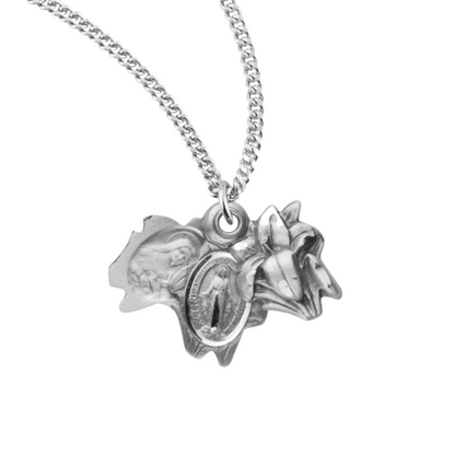 Sterling Silver Easter Lily Triple Slide Medal, Catholic Gift, Made in USA