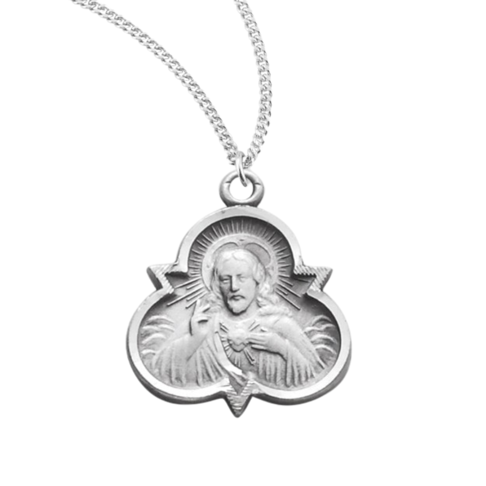 Sterling Silver Scapular Sacred Heart of Jesus, Catholic Gift, Made in USA