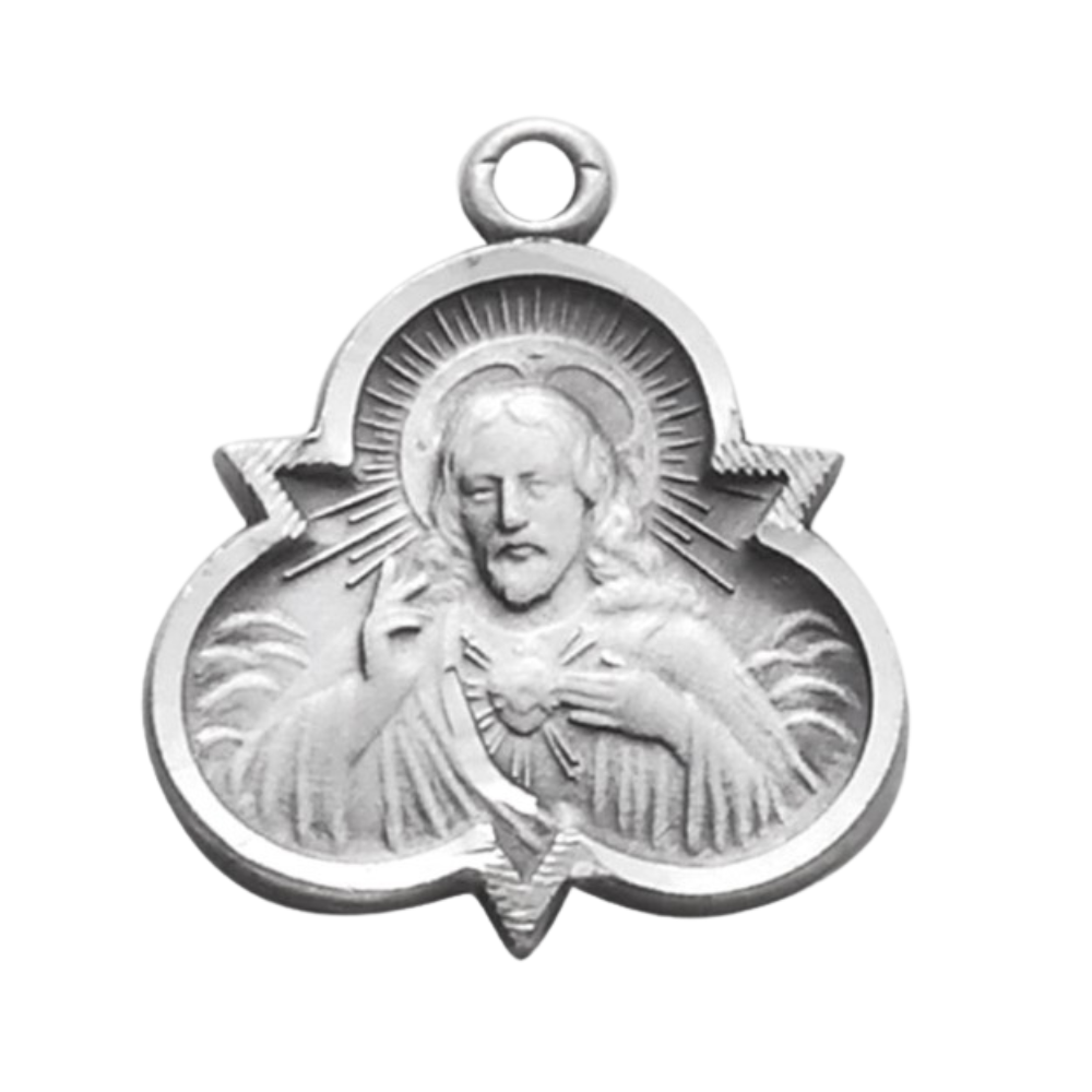 Scapular Sacred Heart of Jesus Sterling Silver Pendant — 18" Chain, Made in USA