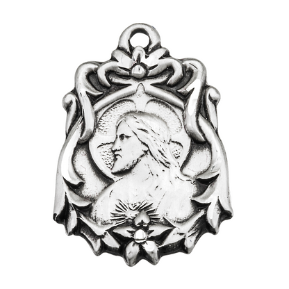 Sacred Heart of Jesus Scapular Sterling Silver Medal — 18" Chain, Gift Box