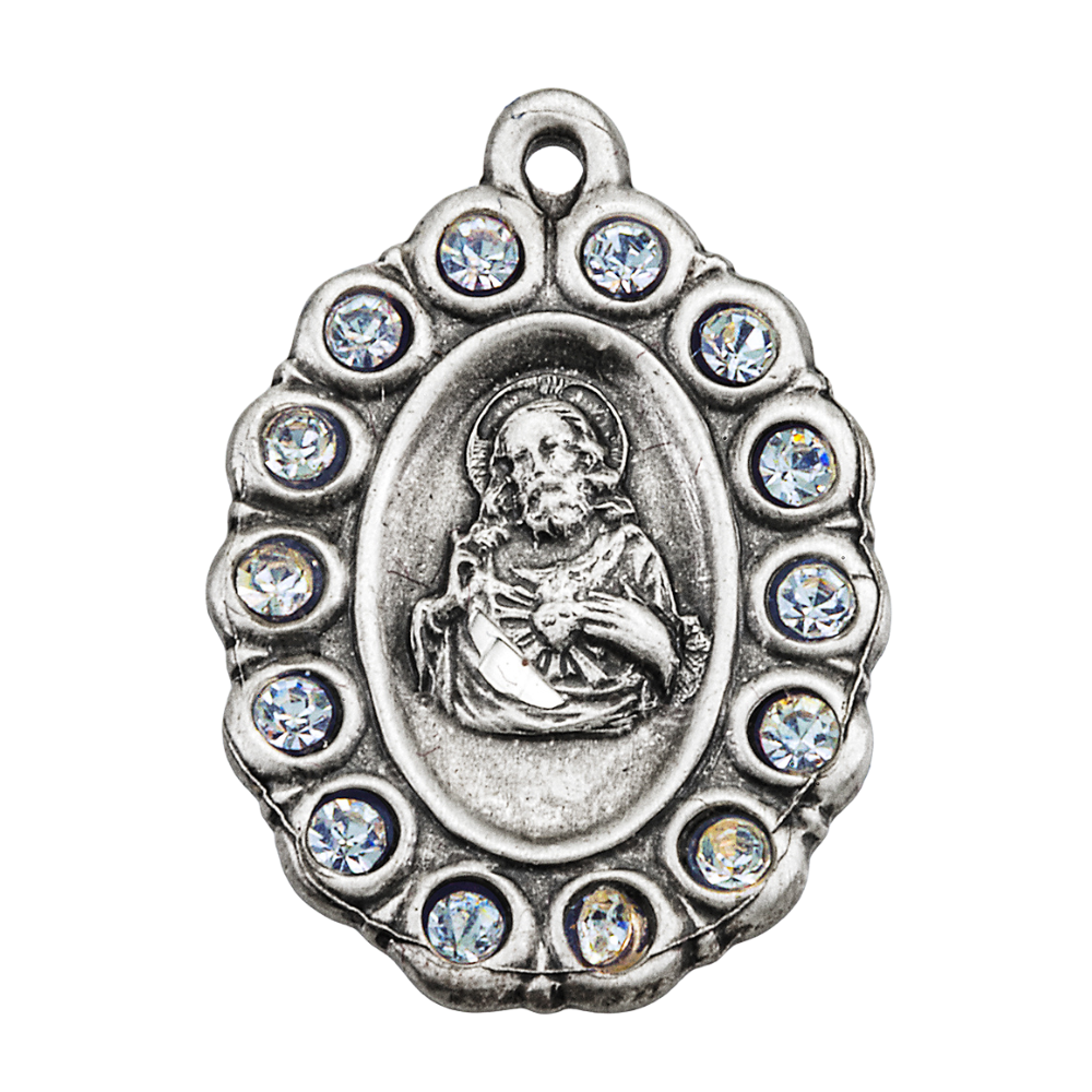 Sacred Heart of Jesus Sterling Silver Scapular Medal — 18" Chain, Gift Box