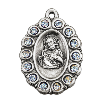 Sacred Heart of Jesus Sterling Silver Scapular Medal — 18" Chain, Gift Box