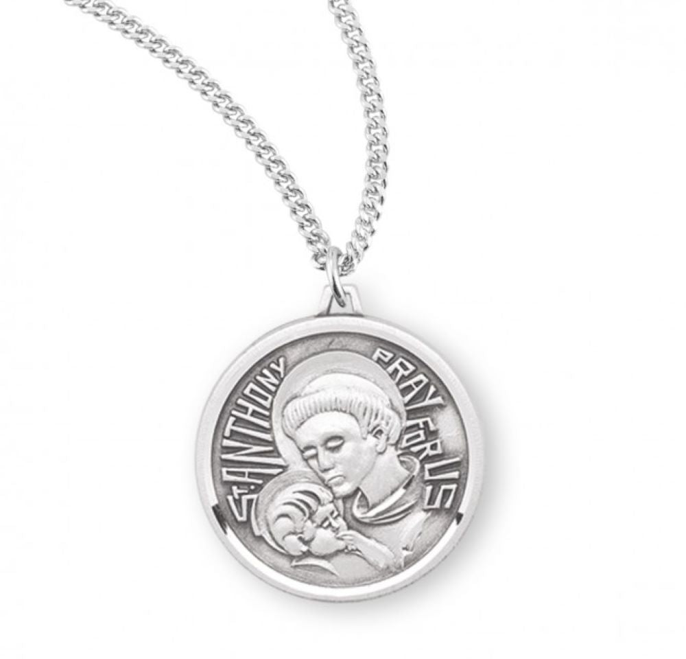 Saint Anthony Round Sterling Silver Medal, Catholic Gift, Made in USA