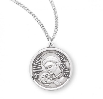 Saint Anthony Round Sterling Silver Medal, Catholic Gift, Made in USA