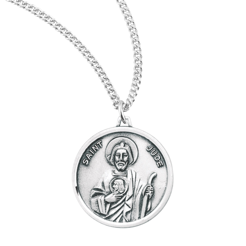 Saint Jude Round Sterling Silver Medal, Catholic Gift, Made in USA
