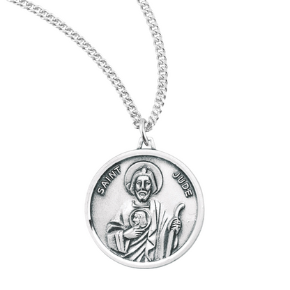 Saint Jude Round Sterling Silver Medal, Catholic Gift, Made in USA