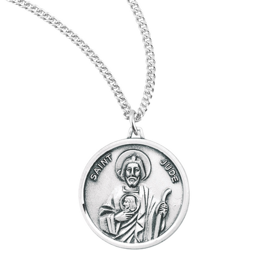Saint Jude Round Sterling Silver Medal, Catholic Gift, Made in USA