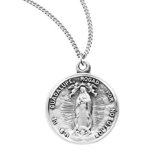 Sterling Silver Round O.L of Guadalupe, Catholic Gift, Made in USA